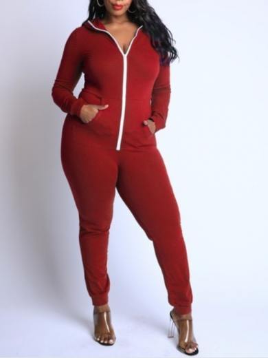 Zipped Hooded Lounge Jumpsuit