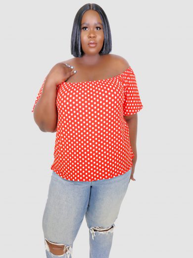 Ruffle Dotted Pattern Top