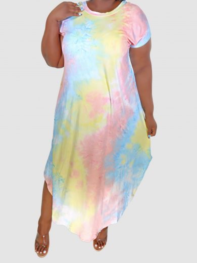 Round Neck Tie Dye Dress