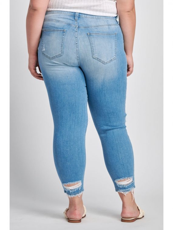 Open Knee Skinny Mid-rise Jeans